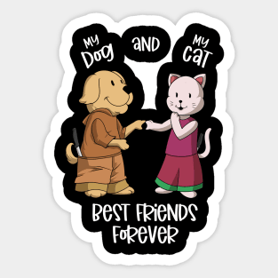 My pets love each other - dog and cat Sticker